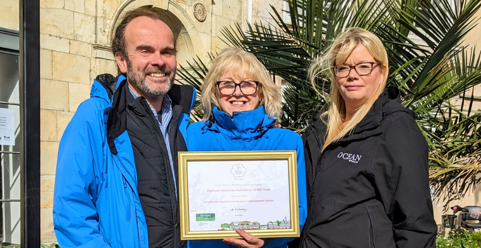 Jon Walton, CEO of Plymouth Waterfront Partnership, Kim Downer, Business Liaison Manager for Plymouth Waterfront Partnership and Alice Duxbury, Group Marketing Manager for Ocean Group